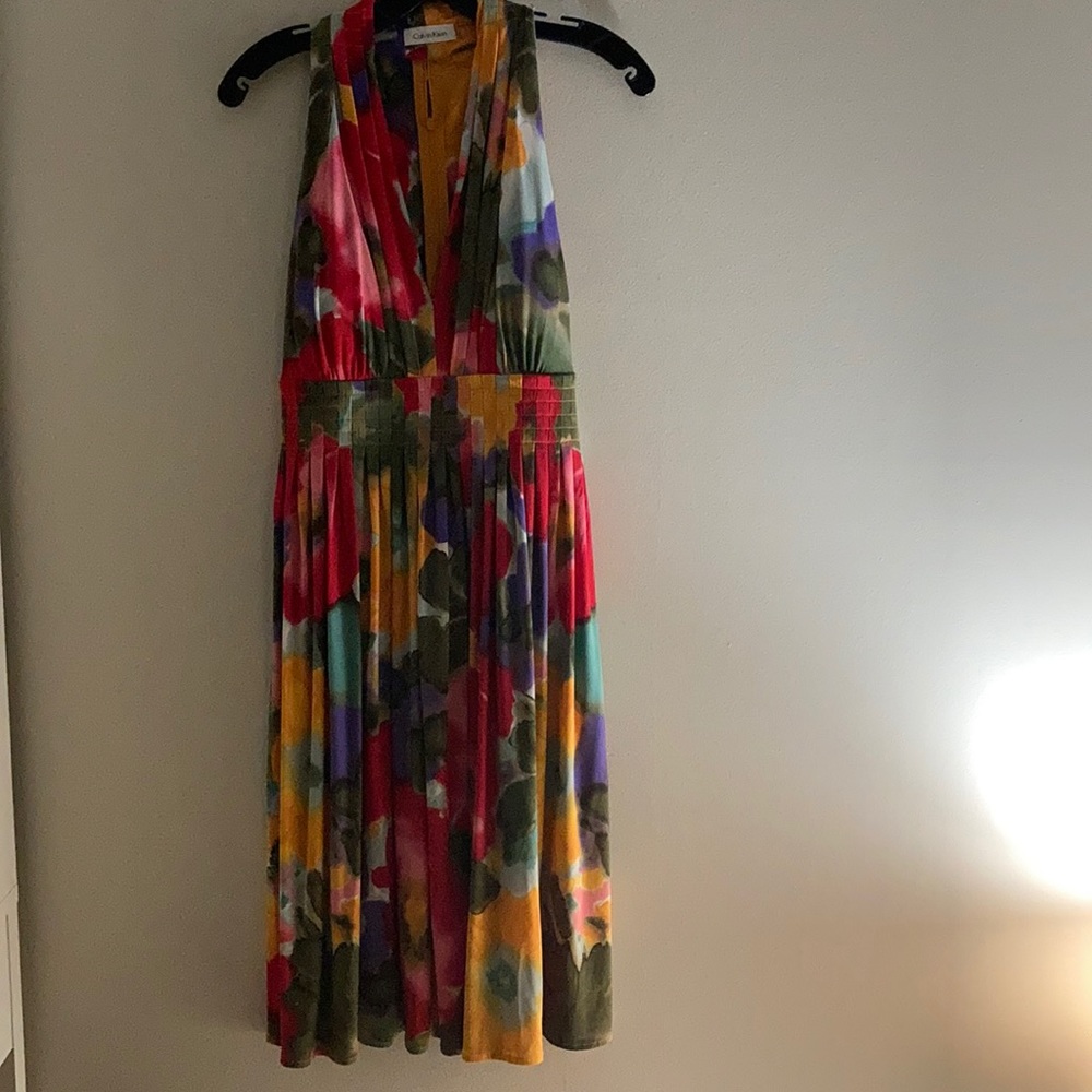 Calvin Klein bright floral party dress